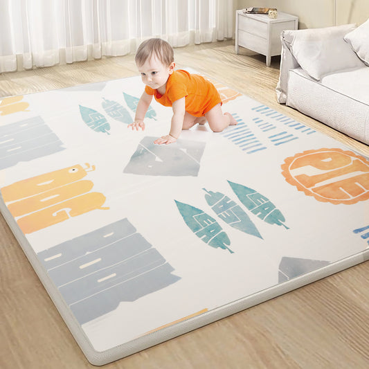 79”×71”×0.8” Thickness Extra Large Foldable Baby Play Mat, Double-Sided Non-Slip Waterproof XPE Baby Foam Play mat for Babies and Toddlers, Baby Play Mats for Floor Tummy Time (Bohemian)