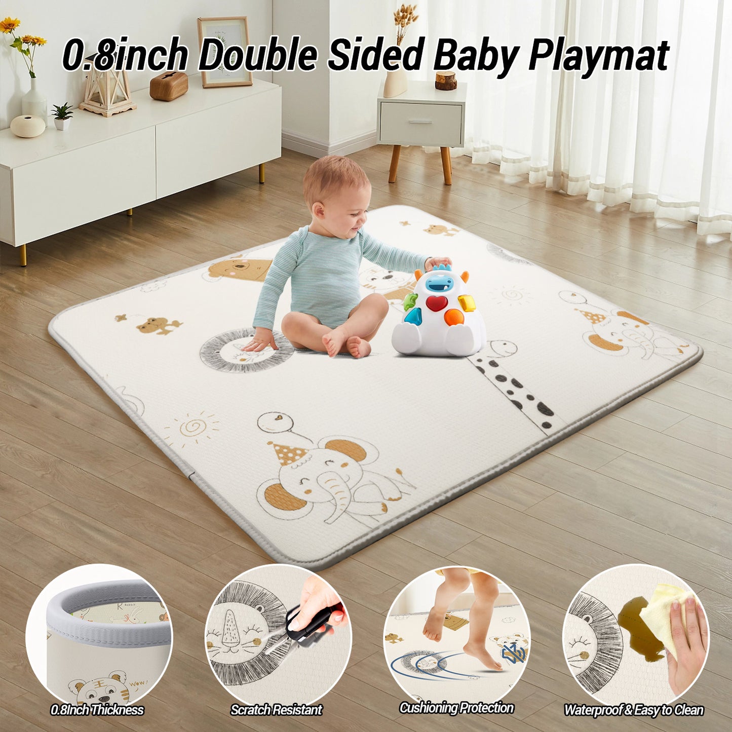 50"x50" Baby Playpen with Mat 0.8" Thick Rolling Foam Playpen Mat, Baby Pen Playpen for Babies, Play Pen for Toddlers 1-3, Indoor & Outdoor Activity Center